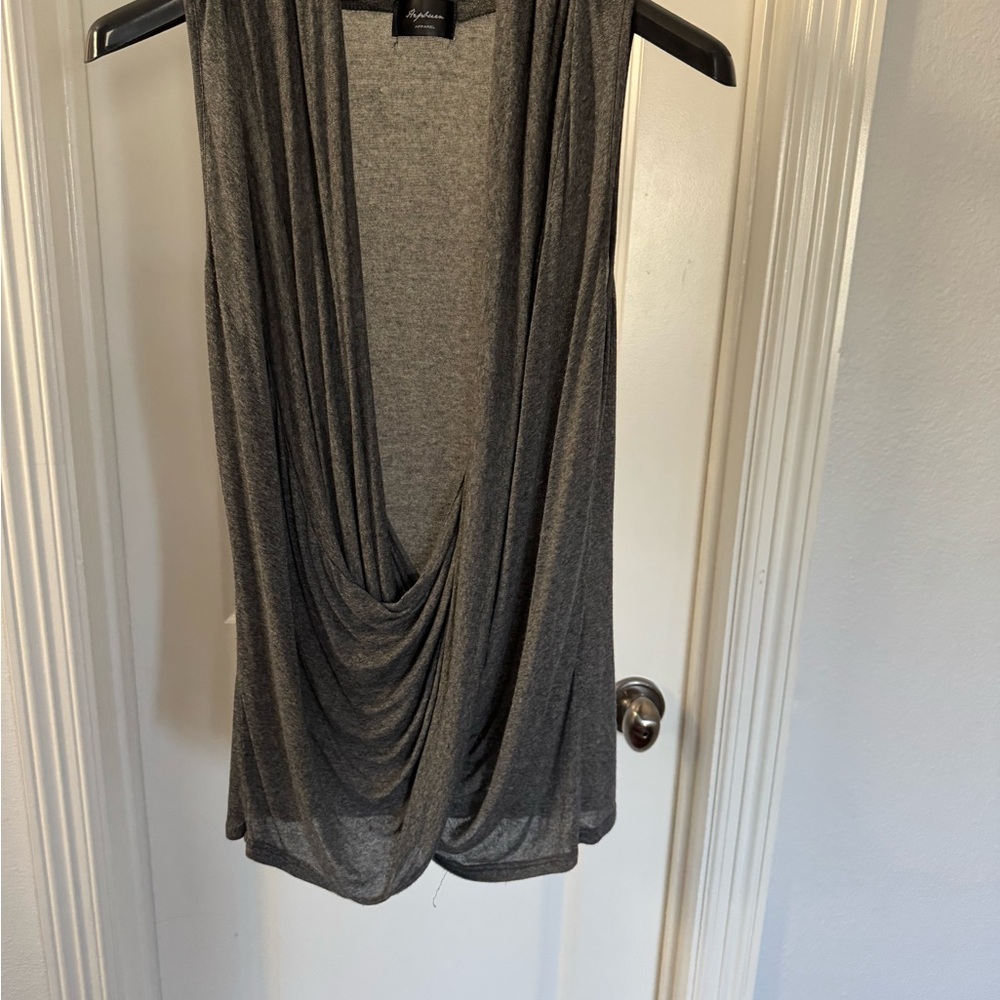 Hepburn Apparel Heather Gray Sleeveless Drape Top
